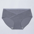 Maternity dark grey low-waist V-shaped cotton lace briefs with breathable crotch - Gray