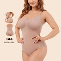 Detailansicht eines nahtlosen Bodysuits mit schmalen Trägern in Hautfarben und Mehrfarben - S / Hautfarben