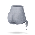 Damen-Yoga-Shorts-Set in Silbergrau aus Wabenstoff mit hoher Taille und seitlichem Kordelzug - S / Shorts / Grau