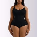 Vista dettagliata del body nero senza cuciture con controllo addominale e effetto snellente - S / Stile Triangolo Nero