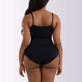 Back view of seamless black shapewear bodysuit showing lifting effect and slim straps - S / Triangle Style / Black