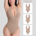 Body reductor beige con cuello en V profundo y tirantes ajustables versátiles - S / Color Piel