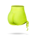 Neon yellow high waist yoga shorts with honeycomb texture and side drawstring detail - S / Yellow Shorts