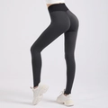 High Waist Yoga Leggings mit Wabenstruktur in Schwarzgrau mit Push-Up Effekt für Fitness - S / Schwarze Hose