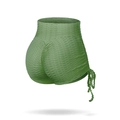 Grass green high-waisted honeycomb texture yoga shorts with side adjustable drawstrings - Green Shorts / S