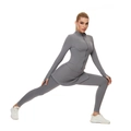 Set yoga 3 pezzi grigio fumo con giacca a zip, gonna e leggings per lo sport professionale - XL / Grigio Set