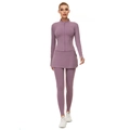 Set yoga viola da 3 pezzi con giacca aderente, gonna sportiva e leggings lunghi - XL / Set Viola Scuro