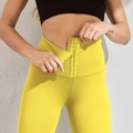 Leggings giallo acceso a vita alta con ganci regolabili per un effetto modellante addome - S / Giallo