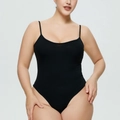 Body nero a costine aderente con spalline sottili e scollo a U profondo da donna - S / Nero