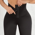 Leggings de compression noirs taille haute avec fermeture à crochets réglable - Noir