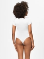 Slim fit white short sleeve bodysuit with scoop neck for women, back view studio shot - 3XL / Top (38380) / White
