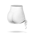 White high-waist scrunch yoga shorts with textured honeycomb fabric and side drawstrings - White Shorts / XL