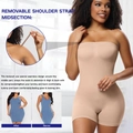 Dettaglio dello shapewear senza cuciture nude con spalline rimovibili ed effetto prima-dopo - 3XL / Stile a Metà Coscia Nudo