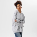 Detail of light grey oversized hoodie showing rib-knit cuffs and kangaroo pocket texture - 0XL / Marl Grey