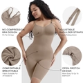 Women's bodysuit shapewear in camel with adjustable straps and crotch opening detail - S / Skin (Fixed Straps Boyshorts)
