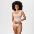 Απρόσκοπτο μπεζ κορμάκι shapewear σε μεγάλο μέγεθος με ψηλό κόψιμο για γυναίκες - 3XL / Nude Στυλ με Λαιμόκοψη U (36782)