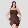 Dunkelbrauner nahtloser Shaper-Body mit dünnen Trägern zur Bauchkontrolle und Formung - 3XL / Braun
