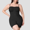 Schwarzer nahtloser Form-Body mit dünnen Trägern und geripptem Kompressionsgewebe - 3XL / Schwarz