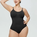 Seamless plus size black bodysuit shapewear for women with spaghetti straps - Black Camisole Style (36799)