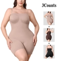3-pack seamless strapless shapewear bodysuits in beige, dark coffee, and black tones - Black Nude And Brown