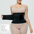 Zwarte waist trainer voor dames met ritssluiting en verstelbare klittenband compressie - S / Zwart