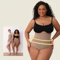 High waist tummy control body shaper with thick straps and sexy thong back for smooth curves - L / Nude Thong Style (Tummy Control)
