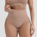 Detalle de faja reductora sin costuras con banda de compresión acanalada de cintura alta - S / Color Piel