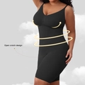 Black seamless shapewear bodysuit with open crotch design for tummy control and body sculpting - S / Black (Fixed Straps Boyshorts)