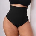 String gainant noir à taille haute avec tissu amincissant sans couture pour femme - S / Noir