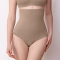Ensemble lingerie sculptante taille haute sans couture en nude foncé pour ventre plat - S / Chair