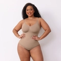 Seamless nude bodysuit shapewear with adjustable straps for high compression tummy control - S / Nude