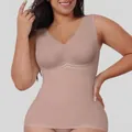 Women's V-neck seamless shapewear vest in nude pink with supportive compression - S / V-Neck Vest (34467) / Nude