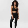 Three-piece black seamless ribbed yoga set with sports bra and high waist leggings - Black Bra And Leggings Style