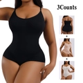 3-pack seamless high-waist shapewear bodysuit for women in black, beige and white - 3XL / Black, Nude and Cold Gray Combo