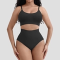Conjunto moldeador negro sin costuras con pantalón de talle alto y camisola - S / Negro