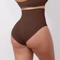 Braga reductora sin costuras color marrón chocolate de talle alto con efecto de control y realce - S / Marrón