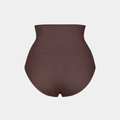Seamless high waisted tummy control thong in dark brown chocolate breathable fabric - S / Briefs / Brown