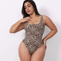 Costume da bagno intero leopardato sexy da donna con schiena scoperta e taglio alto - S / Stampa leopardata