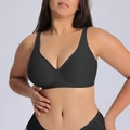 Sujetador negro sin costuras de talla grande con cuello en V para soporte cómodo - XL / Negro