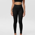 Seamless high-waisted black yoga leggings with vertical ribbed texture for fitness - Black Leggings Single Item