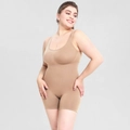 Nahtloser hautfarbener Body Shaper mit breiten Trägern und elastischem Formeffekt - S / Hautfarbener Oberschenkel-Stil (36768)