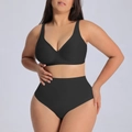 Completo intimo nero senza cuciture taglie forti con slip a vita alta per donna - M / Nero