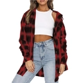 Camicia di flanella a quadri rossi e neri con bottoni e classiche maniche lunghe - S / Rosso