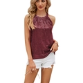 Top a lupetto con paillettes bordeaux da donna in uno stile elegante da festa - S / Borgogna