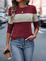 Dettaglio di maglia in maglia a contrasto rosso scuro e grigio in stile street outdoor - S / Borgogna