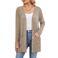 Dames herfstvest in havermoutgrijs met ribgebreide textuur en handige steekzakken - S / Khaki
