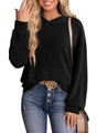 Detail of black ribbed knit texture on a loose hoodie with drop shoulders and kangaroo pocket - S / Black