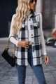 Dettaglio del gilet a quadri bianco e nero con tasche a patta e bottoni in legno - S / Grigio