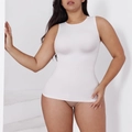 Women's white sleeveless body shaping vest with high elasticity for stomach control - S / Round Neck Vest (34498) / White