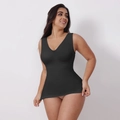 Slimming black V-neck bodysuit shapewear for women with high elasticity and firm control - S / V-Neck Vest (34467) / Black